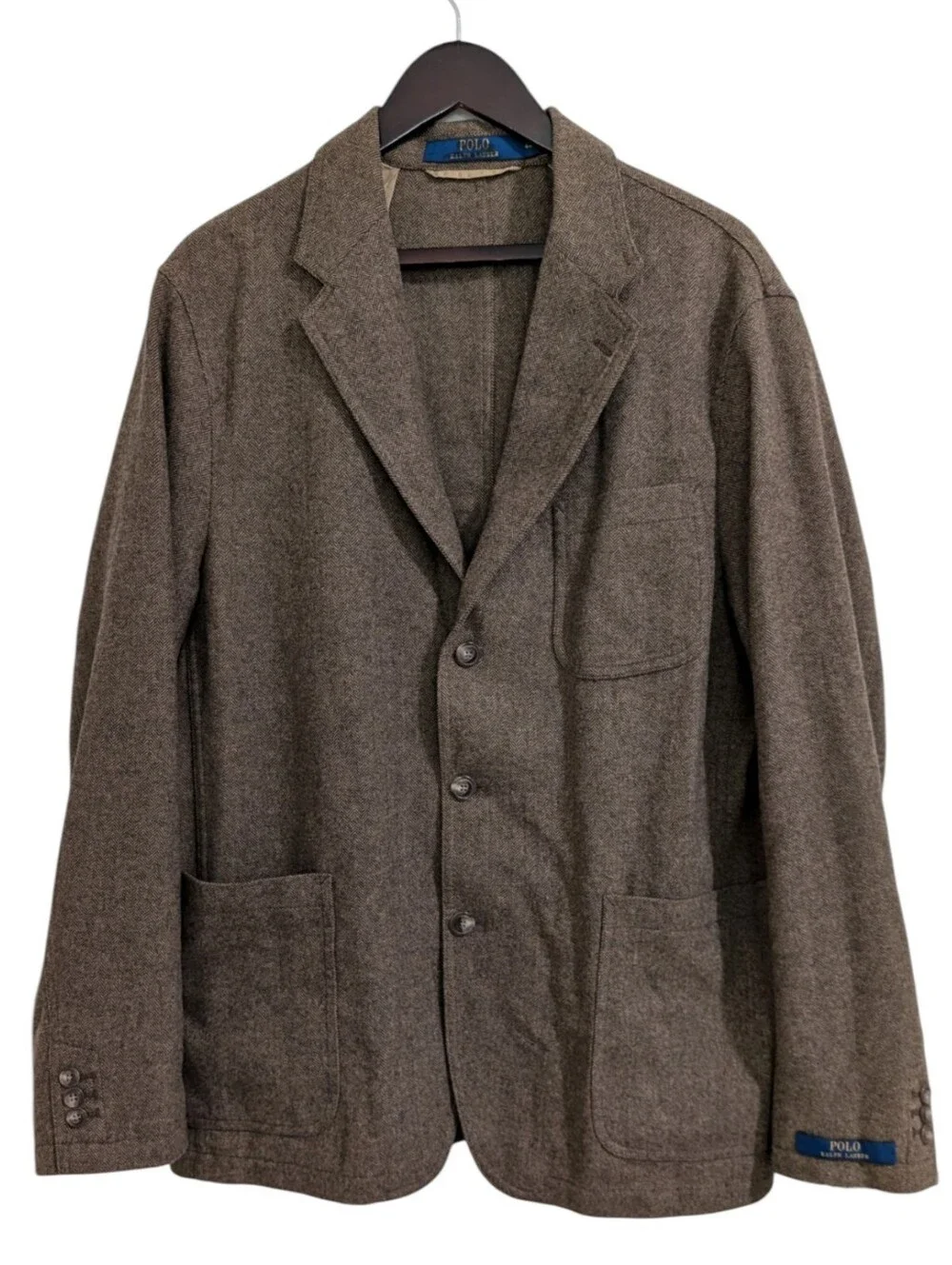 Polo Ralph Lauren Brown Herringbone Sport Coat Blazer - Size 44L NWOT